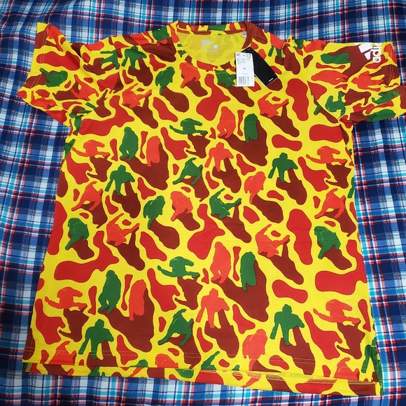 ADIDAS x NERD Pharrell FreeLift Prime yellow Camo shirt - Picture 1 of 15
